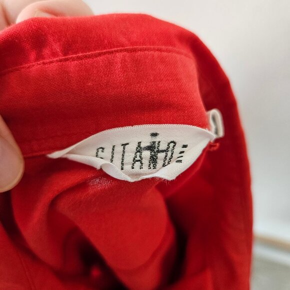 Vintage 80s 90s Gitano Red Long Sleeve Button Front Boxy Oversized Shirt L Large - Picture 8 of 9